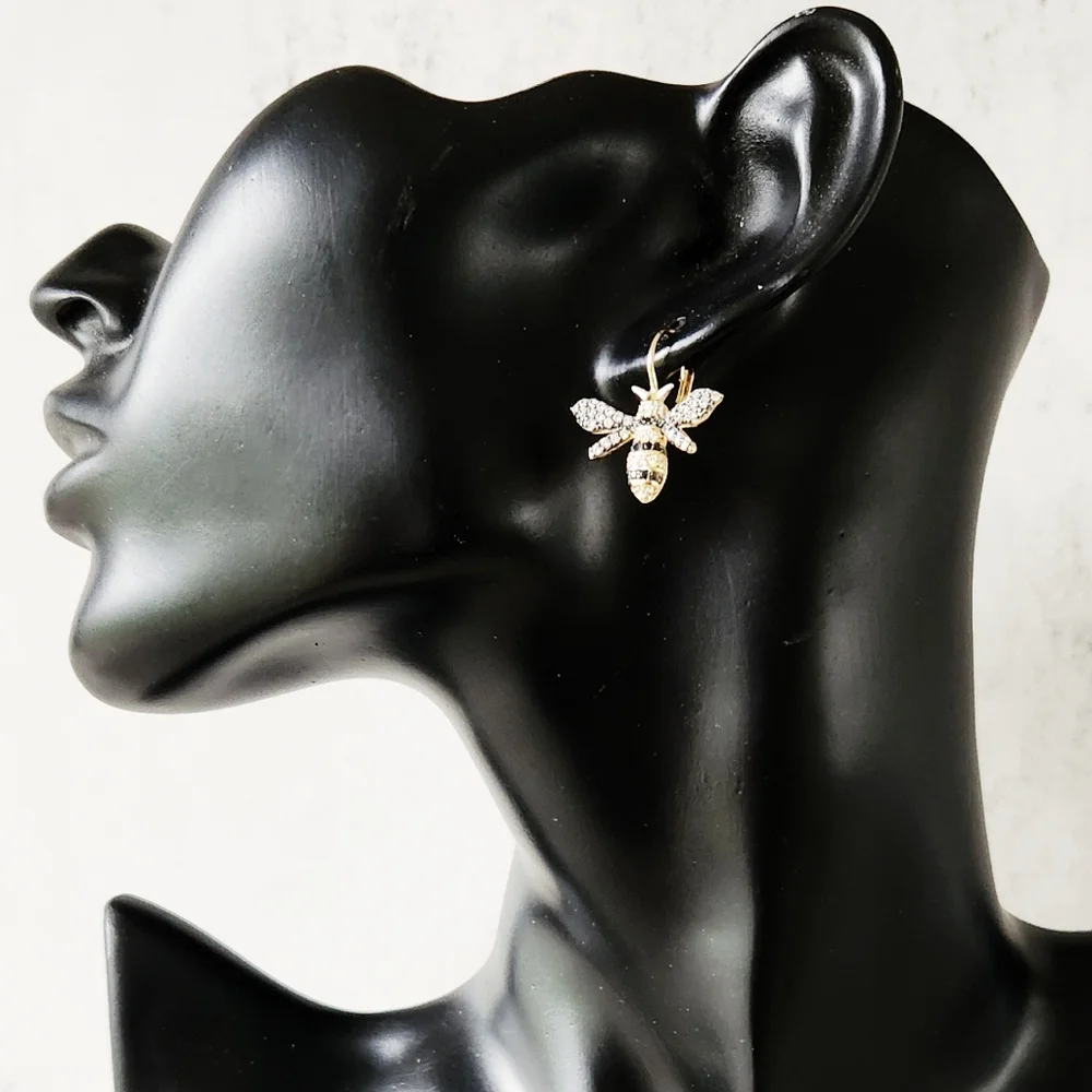 Kenneth Jay Lane Look Of Real Goldplated & Cubic Zirconia Bumble Bee Earrings